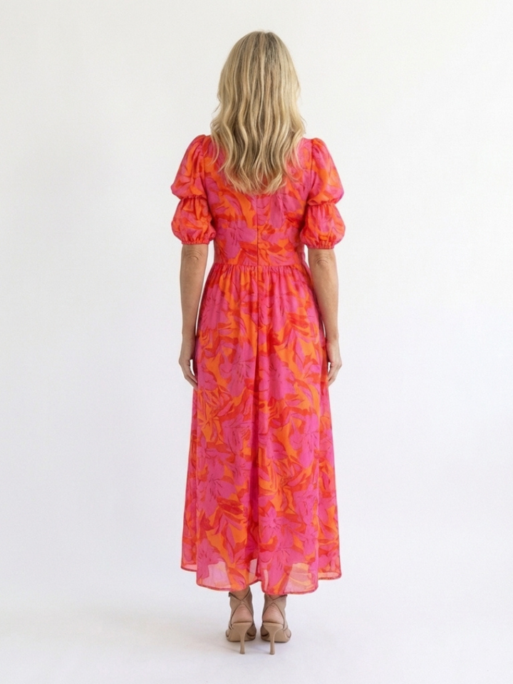 Margot Biarritz - Robe Midi à Manches Bouffantes Willow