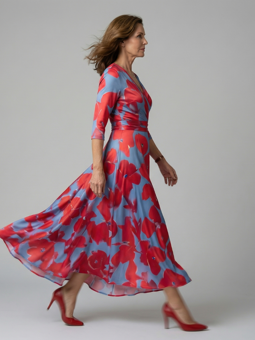 Margot Biarritz - Robe Midi Croisée à Col Celine