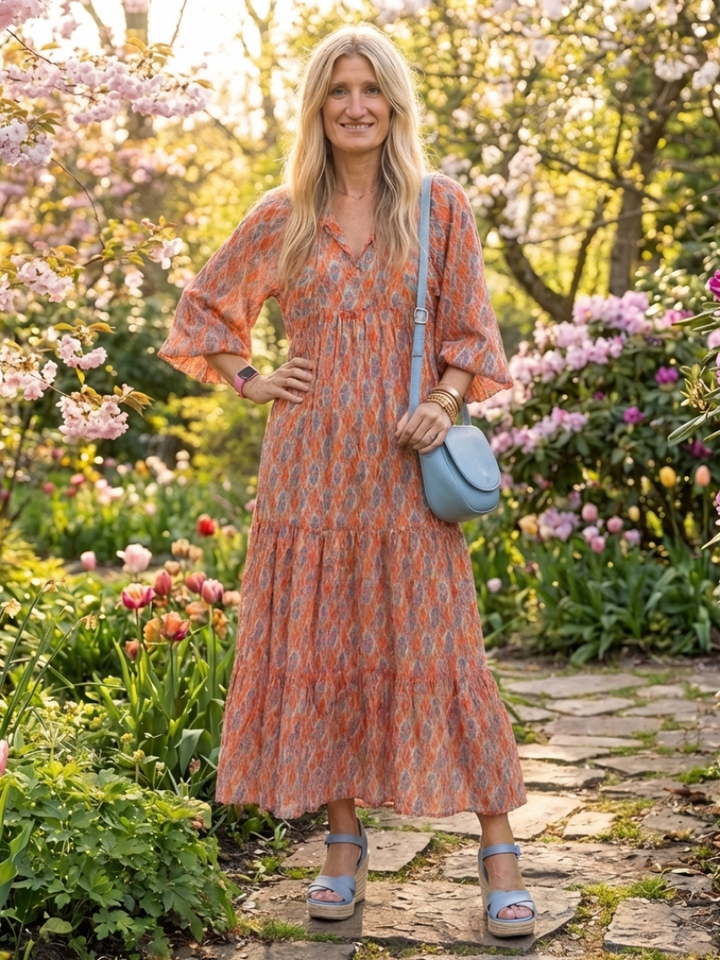 Margot Biarritz - Robe Midi à Imprimé Géométrique Amara
