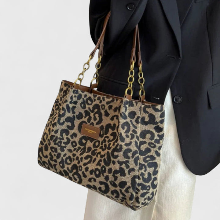 Margot Biarritz - Sac shopping en toile motif léopard