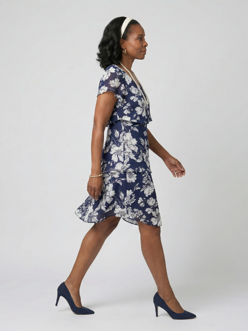 Margot Biarritz - Robe florale subtile à longueur genou Thea