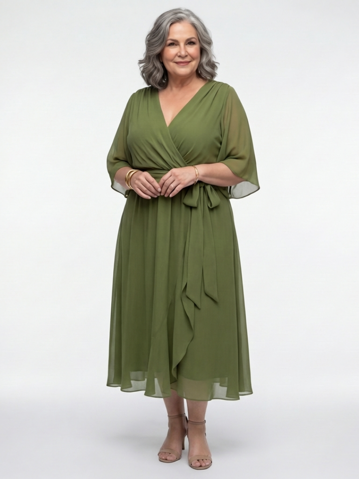 Margot Biarritz - Robe Midi Drapée à Encolure Elysia