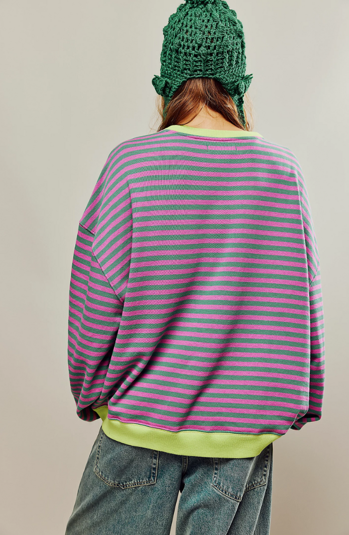 Margot Biarritz - Pull Oversized Rayé à Manches Longues