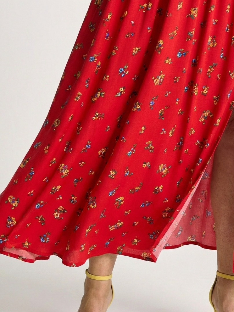 Margot Biarritz - Robe midi à manches bouffantes Delphine