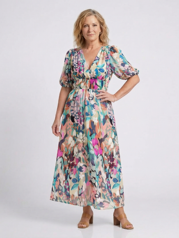 Margot Biarritz - Robe midi à manches courtes Eulalie