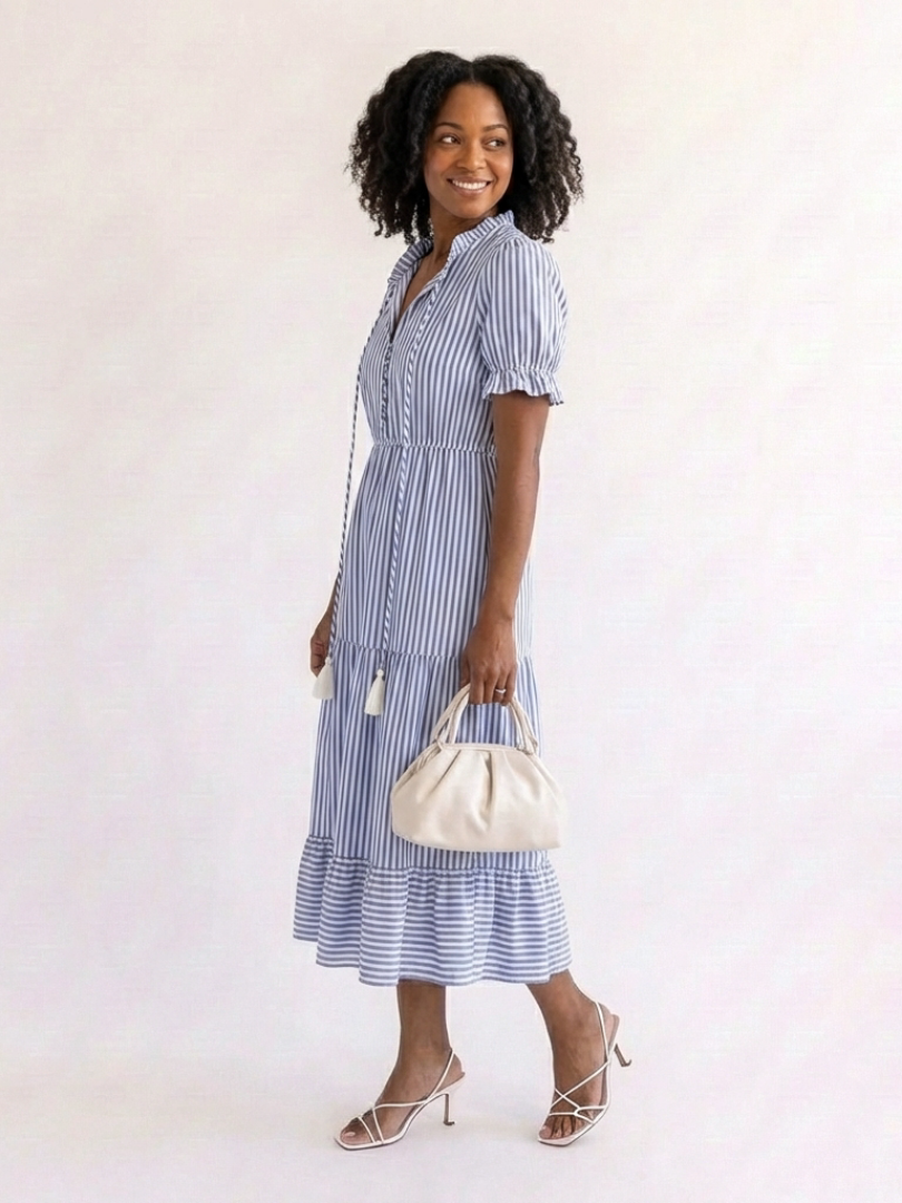 Margot Biarritz - Robe midi à manches courtes Dakato