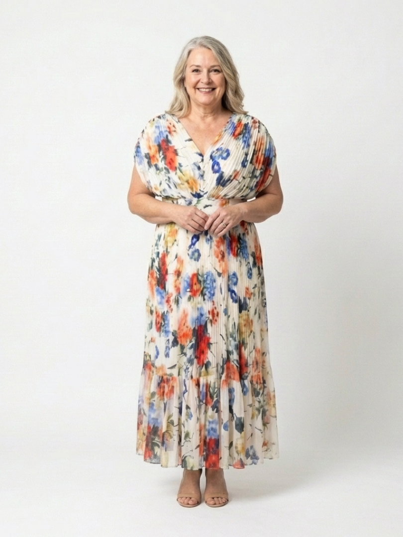 Margot Biarritz - Robe Midi Fleurie Plissée Savannah