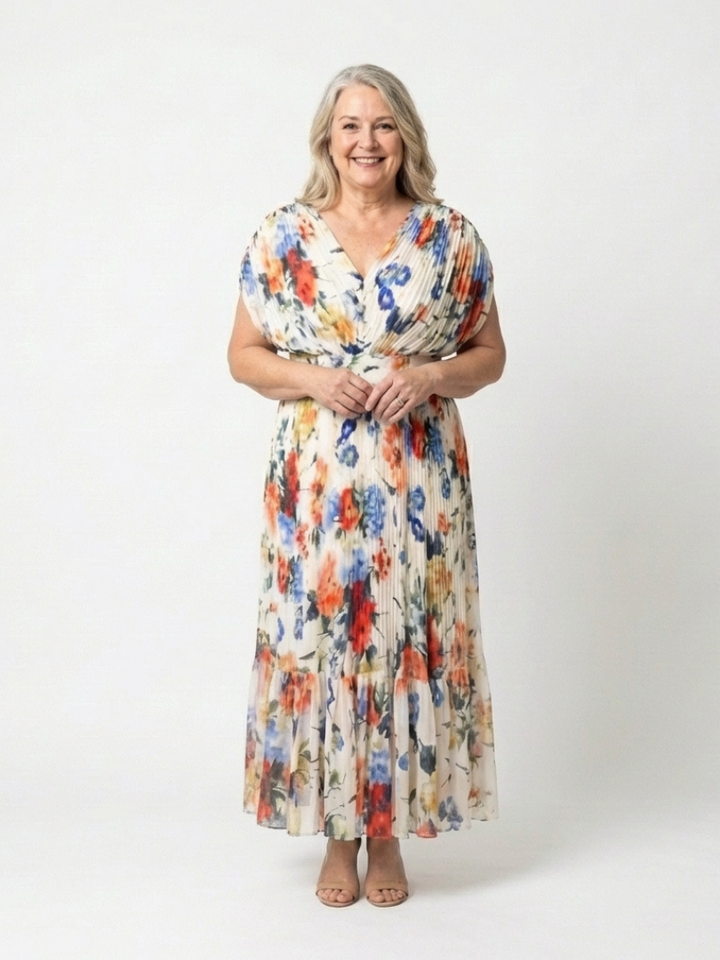 Margot Biarritz - Robe Midi Fleurie Plissée Savannah