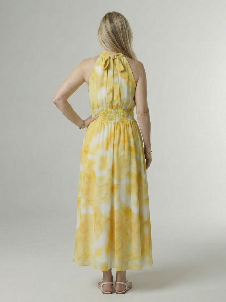 Margot Biarritz - Robe Midi à Encolure Halter Froncée