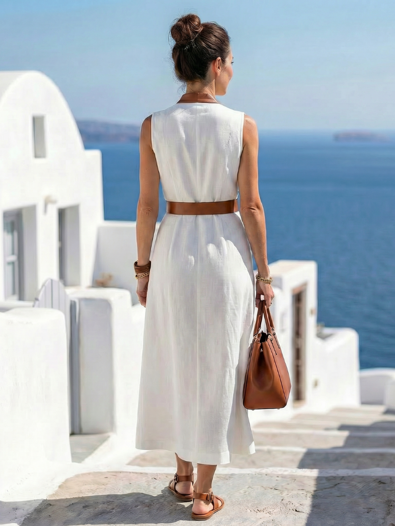 Margot Biarritz - Robe Midi à Lignes Contrastées Myra