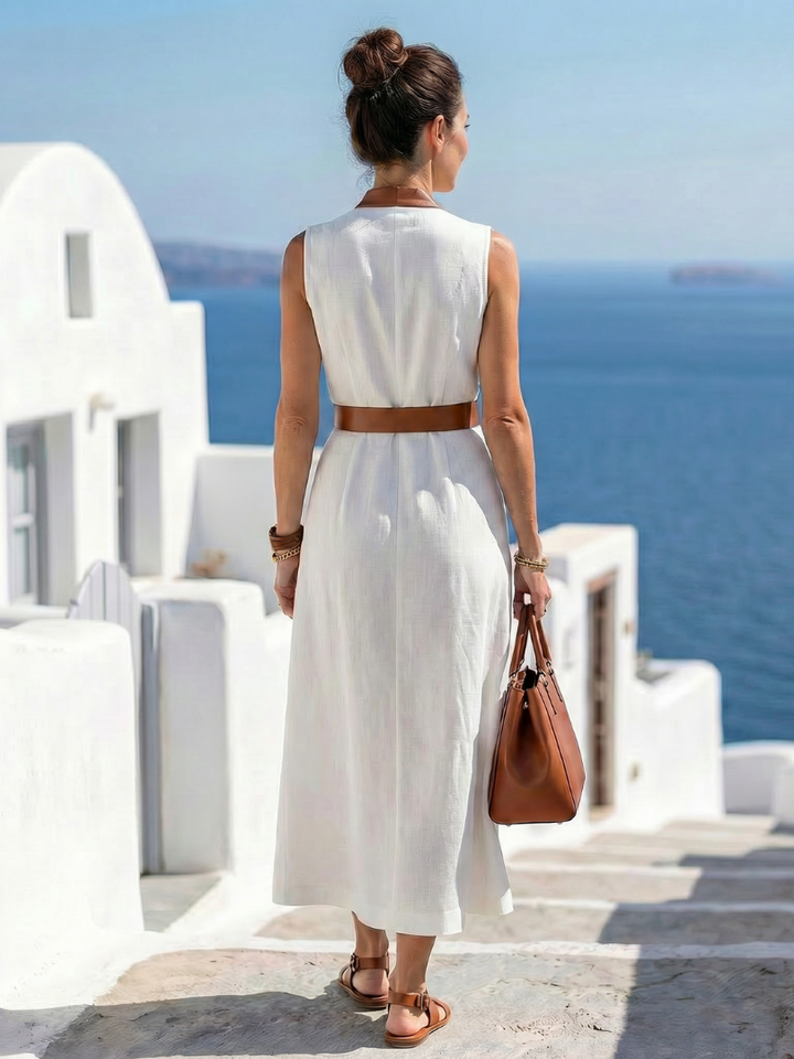 Margot Biarritz - Robe Midi à Lignes Contrastées Myra