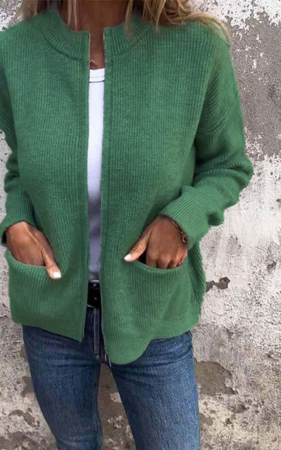 Margot Biarritz - Veste en maille zippée à col rond