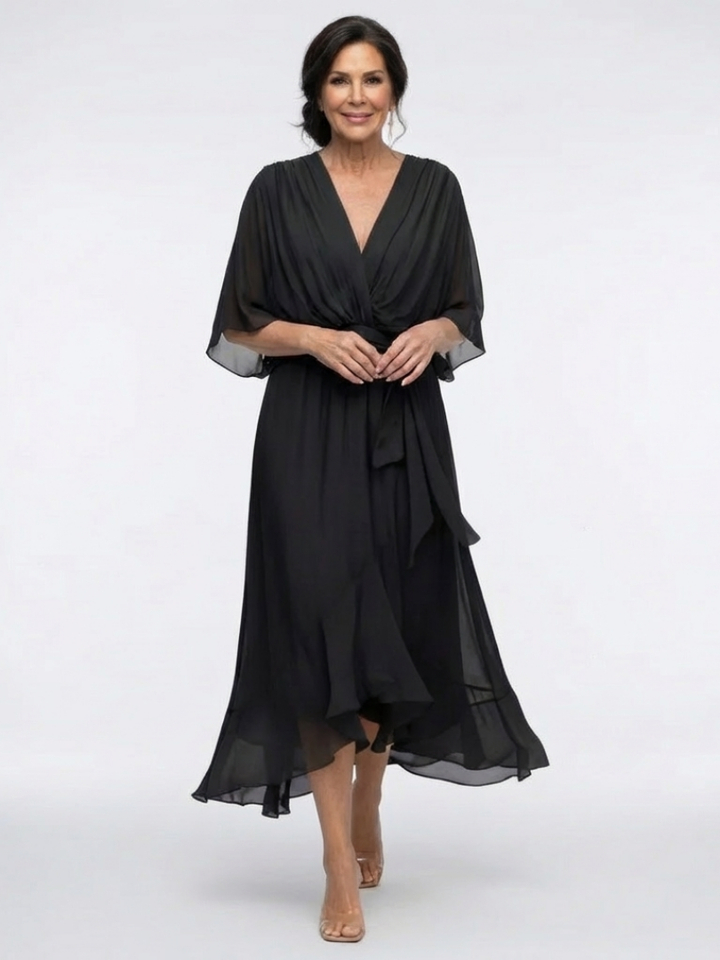 Margot Biarritz - Robe Midi Drapée à Encolure Elysia