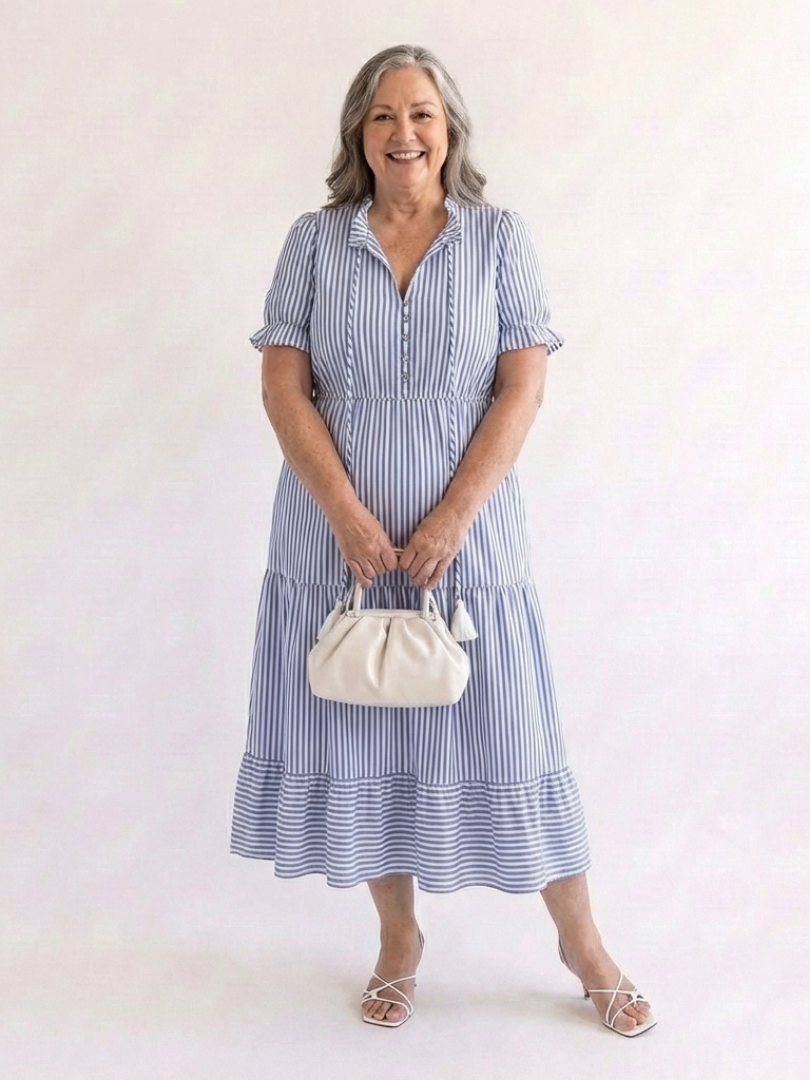 Margot Biarritz - Robe midi à manches courtes Dakato