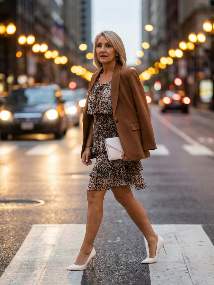 Margot Biarritz - Robe mi-longue à imprimé animal Briar