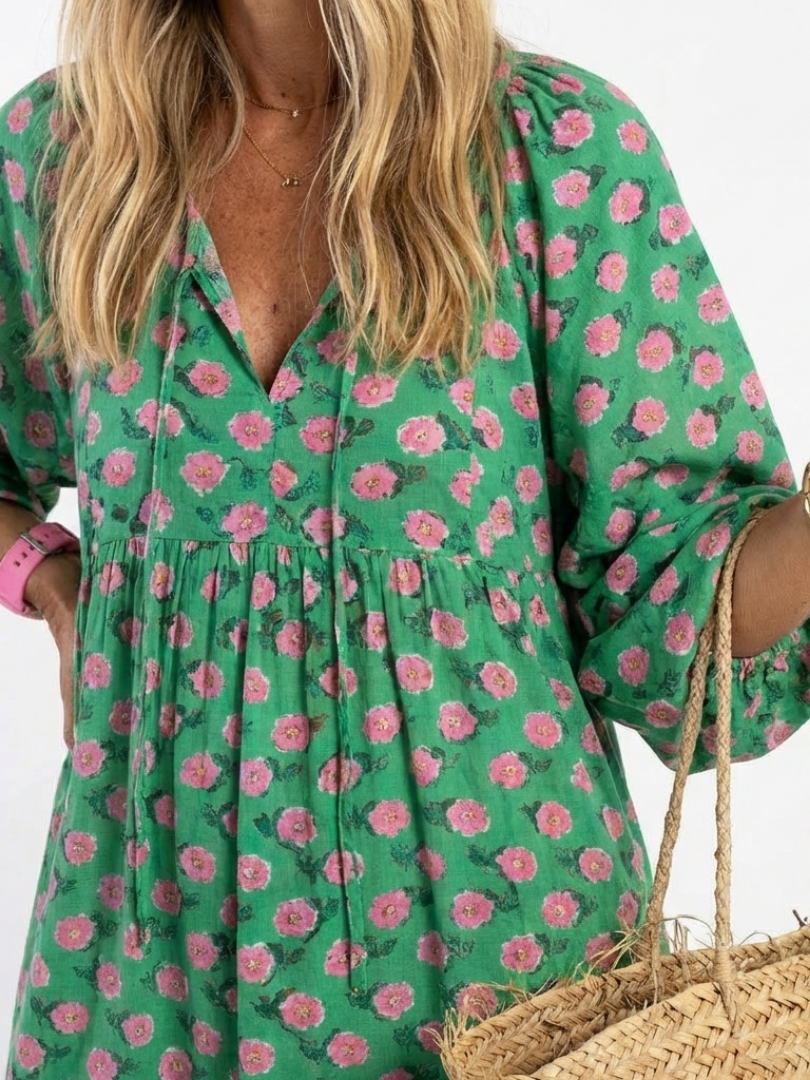 Margot Biarritz - Robe Midi Imprimée Fleurie Fiora