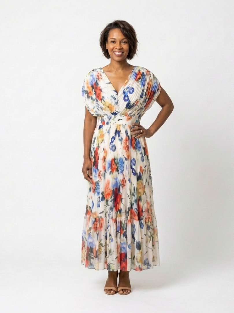 Margot Biarritz - Robe Midi Fleurie Plissée Savannah