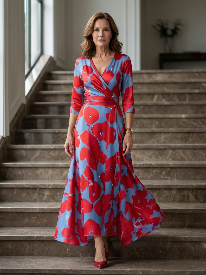 Margot Biarritz - Robe Midi Croisée à Col Celine
