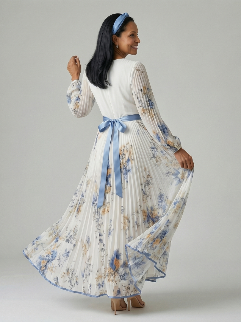 Margot Biarritz - Robe Midi Plissée à Enveloppe Rielle