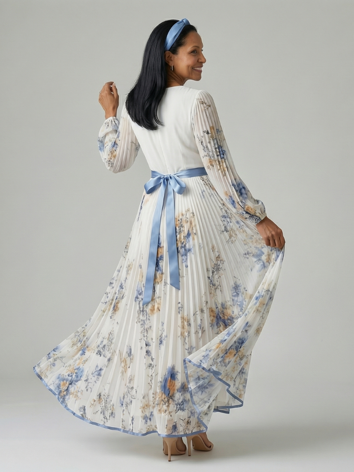 Margot Biarritz - Robe Midi Plissée à Enveloppe Rielle