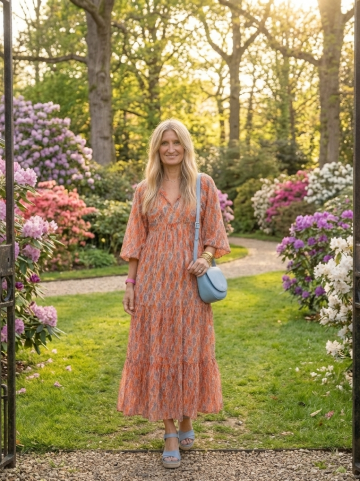 Margot Biarritz - Robe Midi à Imprimé Géométrique Amara