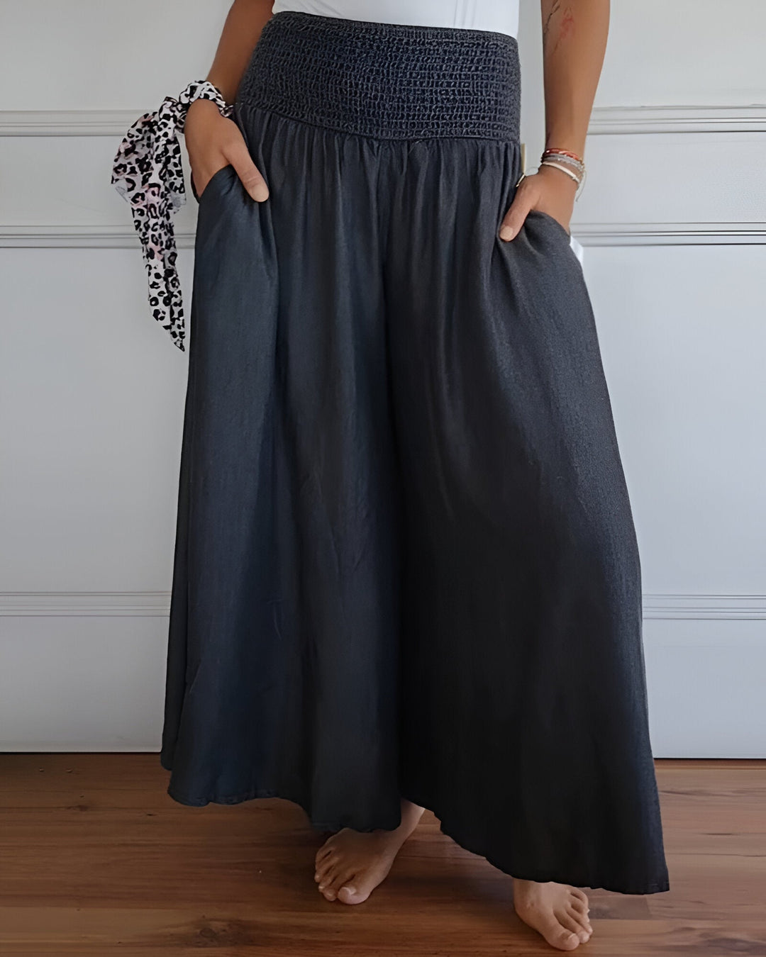 Margot Biarritz - Pantalon large femme taille smockée