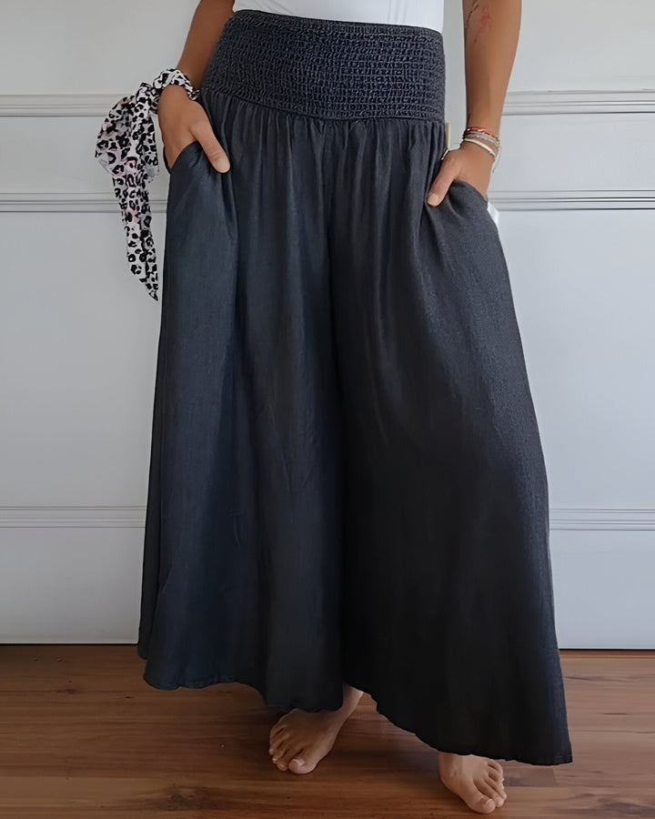 Margot Biarritz - Pantalon large femme taille smockée