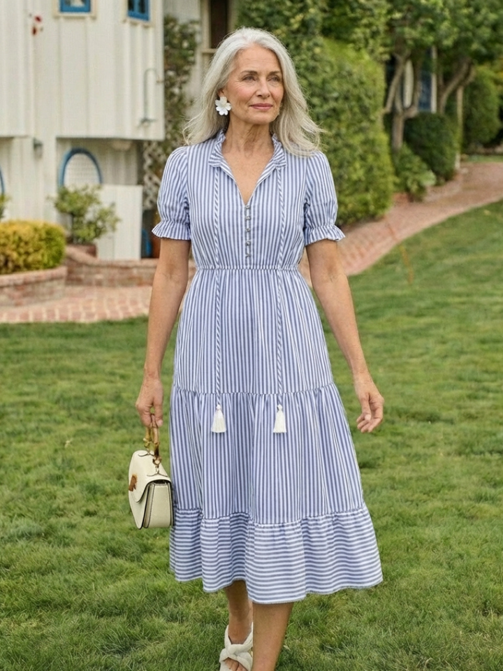 Margot Biarritz - Robe midi à manches courtes Dakato