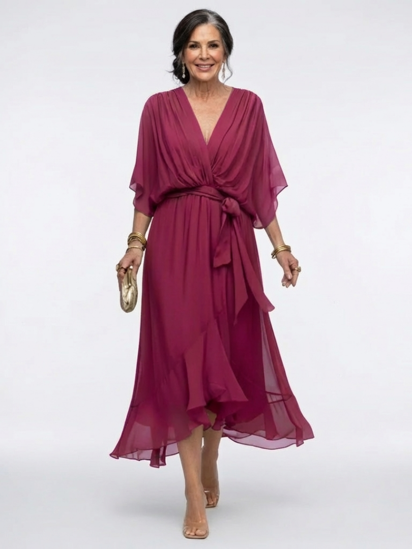 Margot Biarritz - Robe Midi Drapée à Encolure Elysia