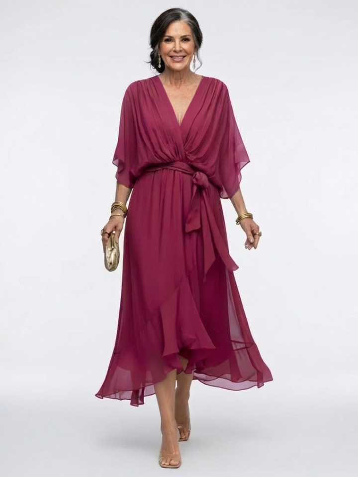 Margot Biarritz - Robe Midi Drapée à Encolure Elysia