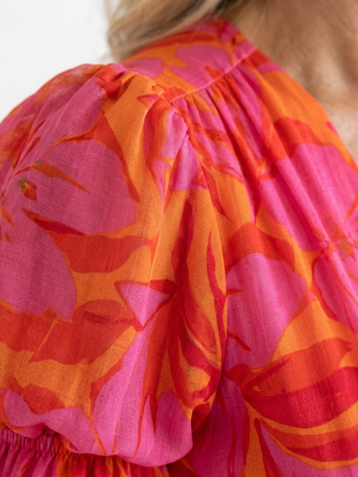 Margot Biarritz - Robe Midi à Manches Bouffantes Willow