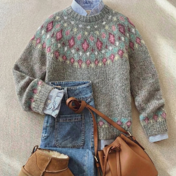 Margot Biarritz - Pull Classique avec Motif Nordique