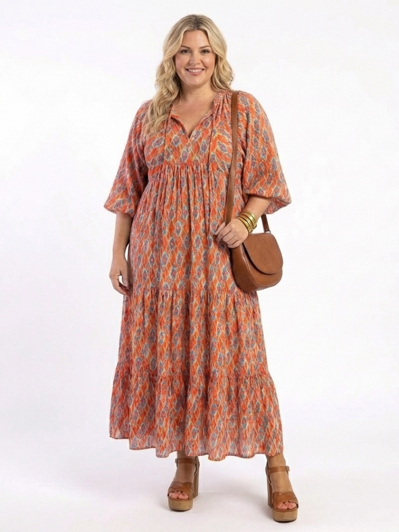 Margot Biarritz - Robe Midi à Imprimé Géométrique Amara