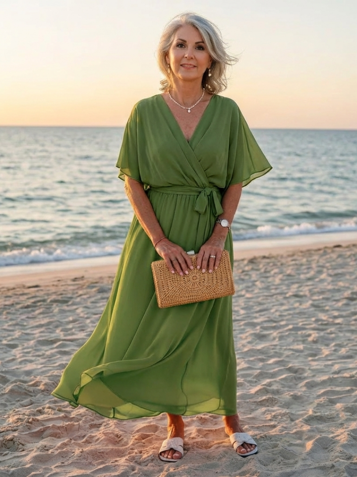 Margot Biarritz - Robe Midi Drapée à Encolure Elysia
