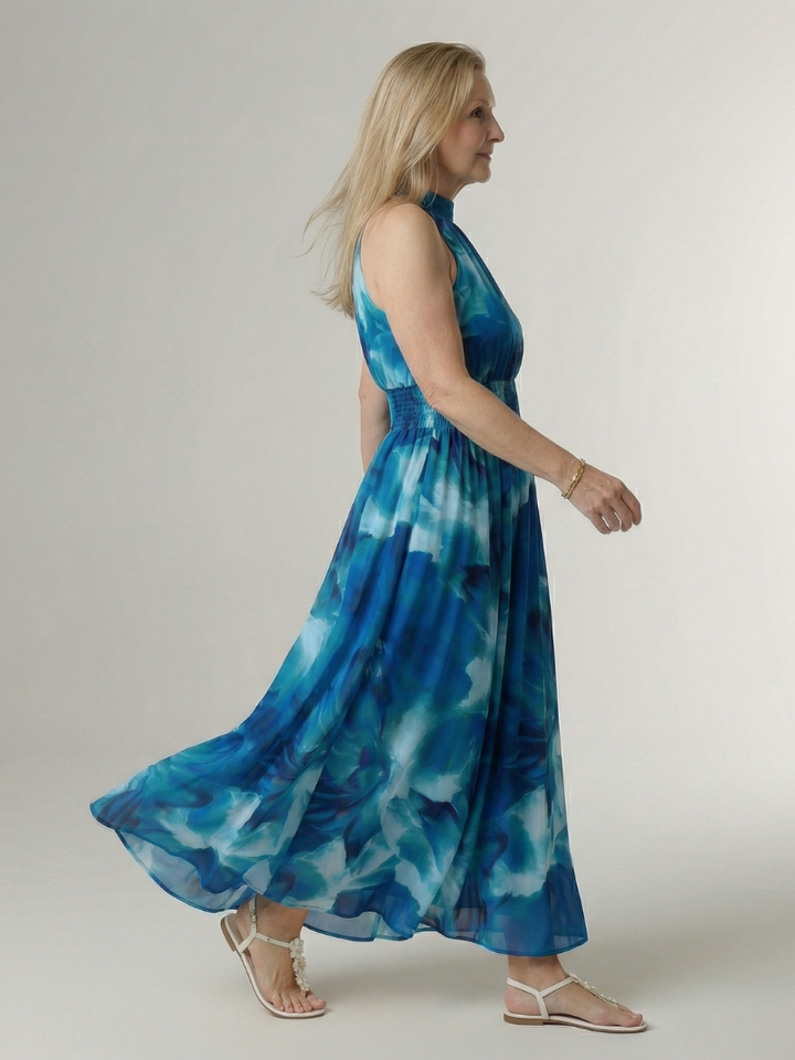 Margot Biarritz - Robe Midi à Encolure Halter Froncée