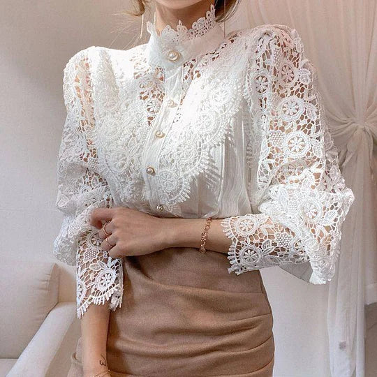 Margot Biarritz - Chemise à manches longues en dentelle Tove