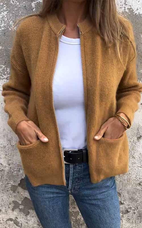 Margot Biarritz - Veste en maille zippée à col rond