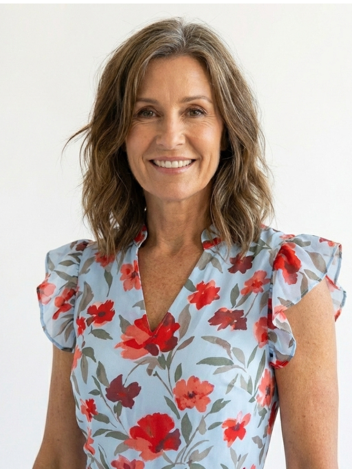 Margot Biarritz - Robe Midi Évasée Imprimée Fleurie Lilas
