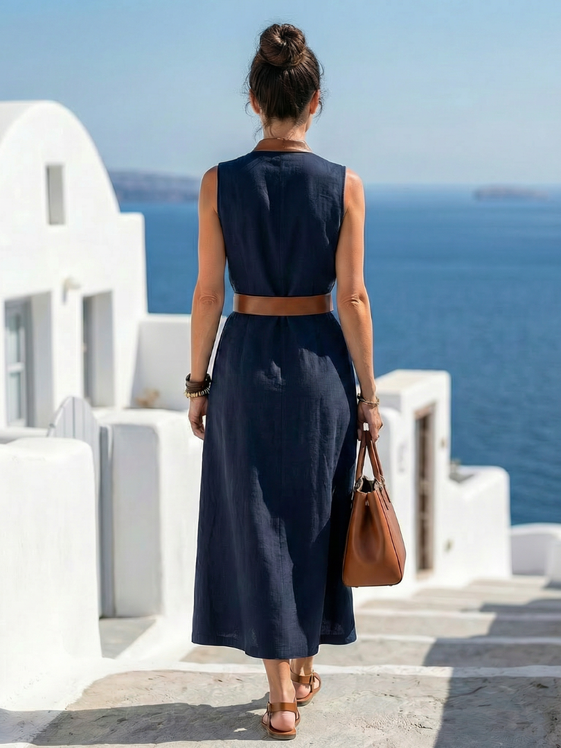 Margot Biarritz - Robe Midi à Lignes Contrastées Myra