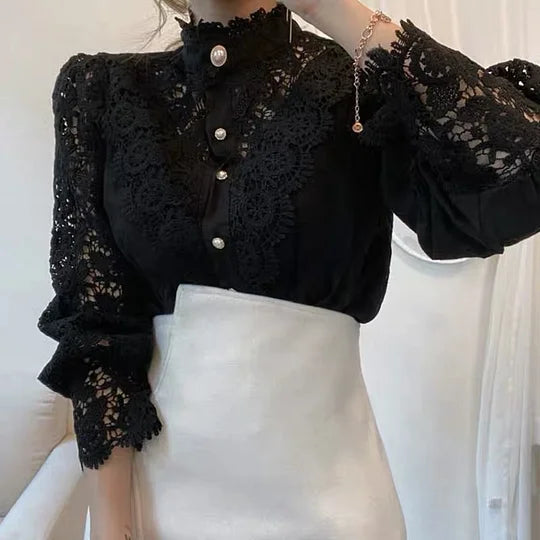 Margot Biarritz - Chemise à manches longues en dentelle Tove