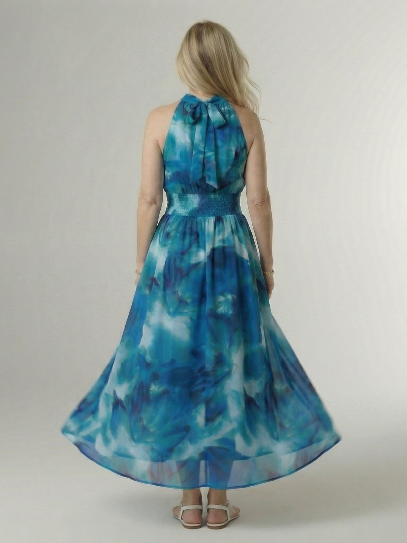 Margot Biarritz - Robe Midi à Encolure Halter Froncée