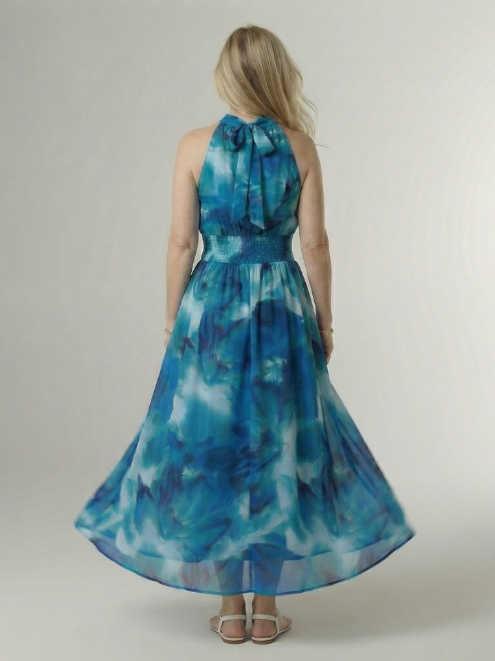 Margot Biarritz - Robe Midi à Encolure Halter Froncée