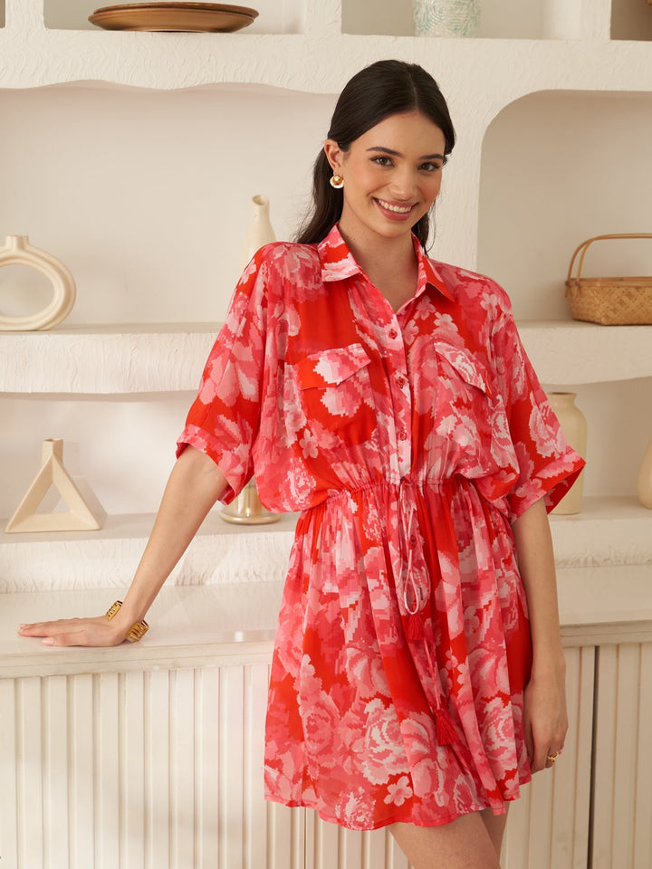 Margot Biarritz - Robe Fleur de Mai Rouge