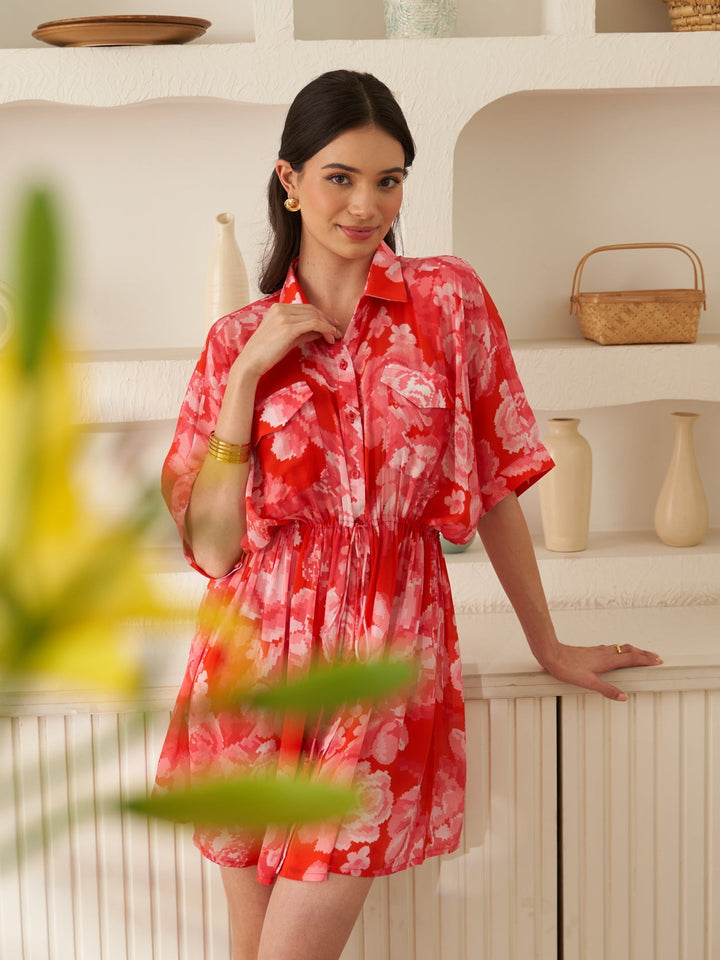 Margot Biarritz - Robe Fleur de Mai Rouge