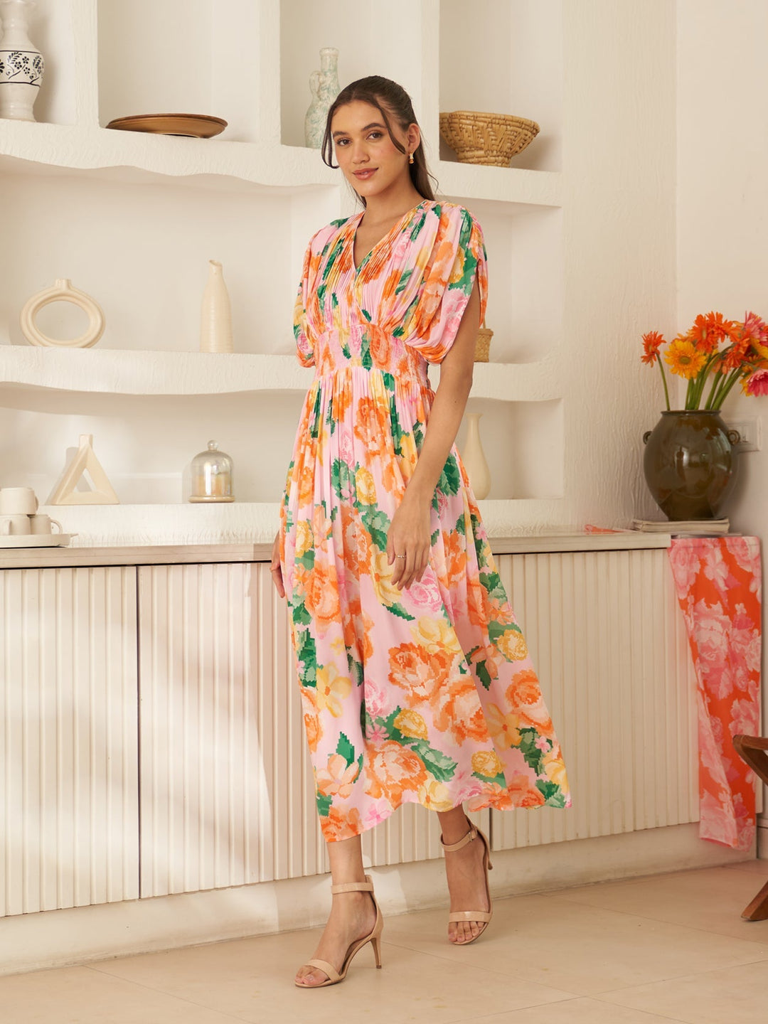 Margot Biarritz - Robe Midi Suri Rose