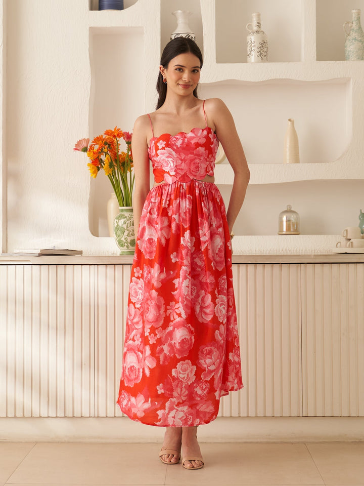 Margot Biarritz - Robe Midi Olive Rouge