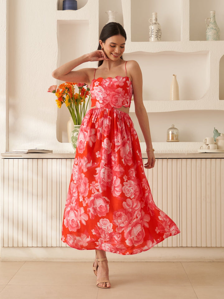 Margot Biarritz - Robe Midi Olive Rouge