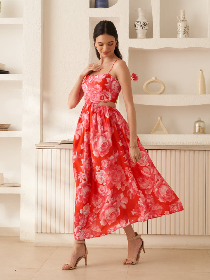 Margot Biarritz - Robe Midi Olive Rouge
