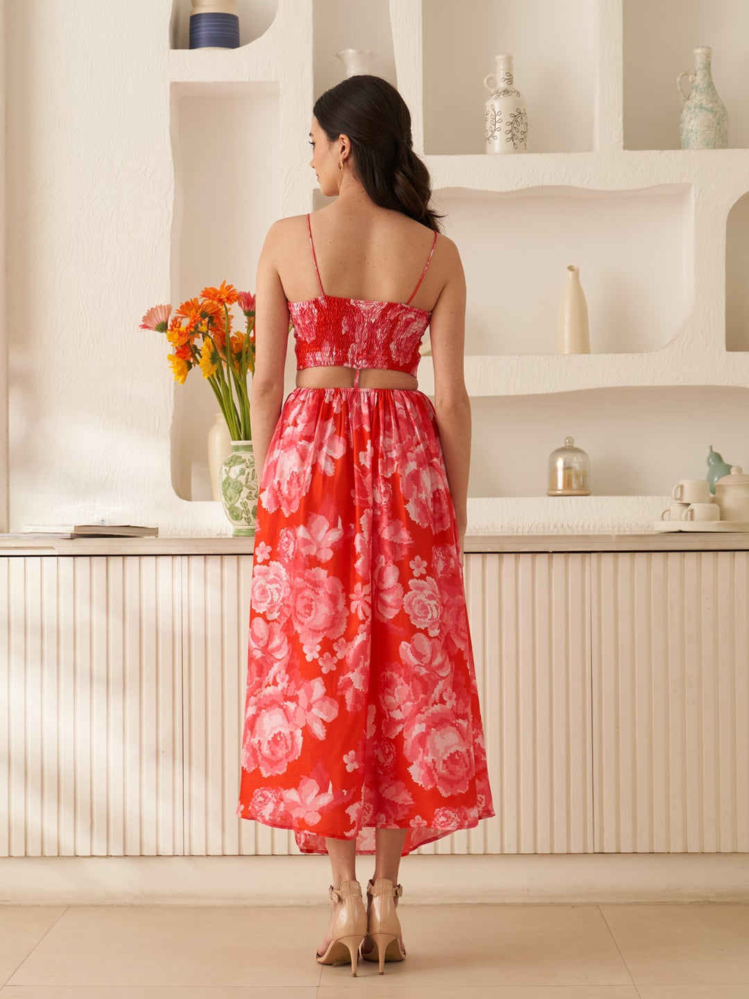 Margot Biarritz - Robe Midi Olive Rouge
