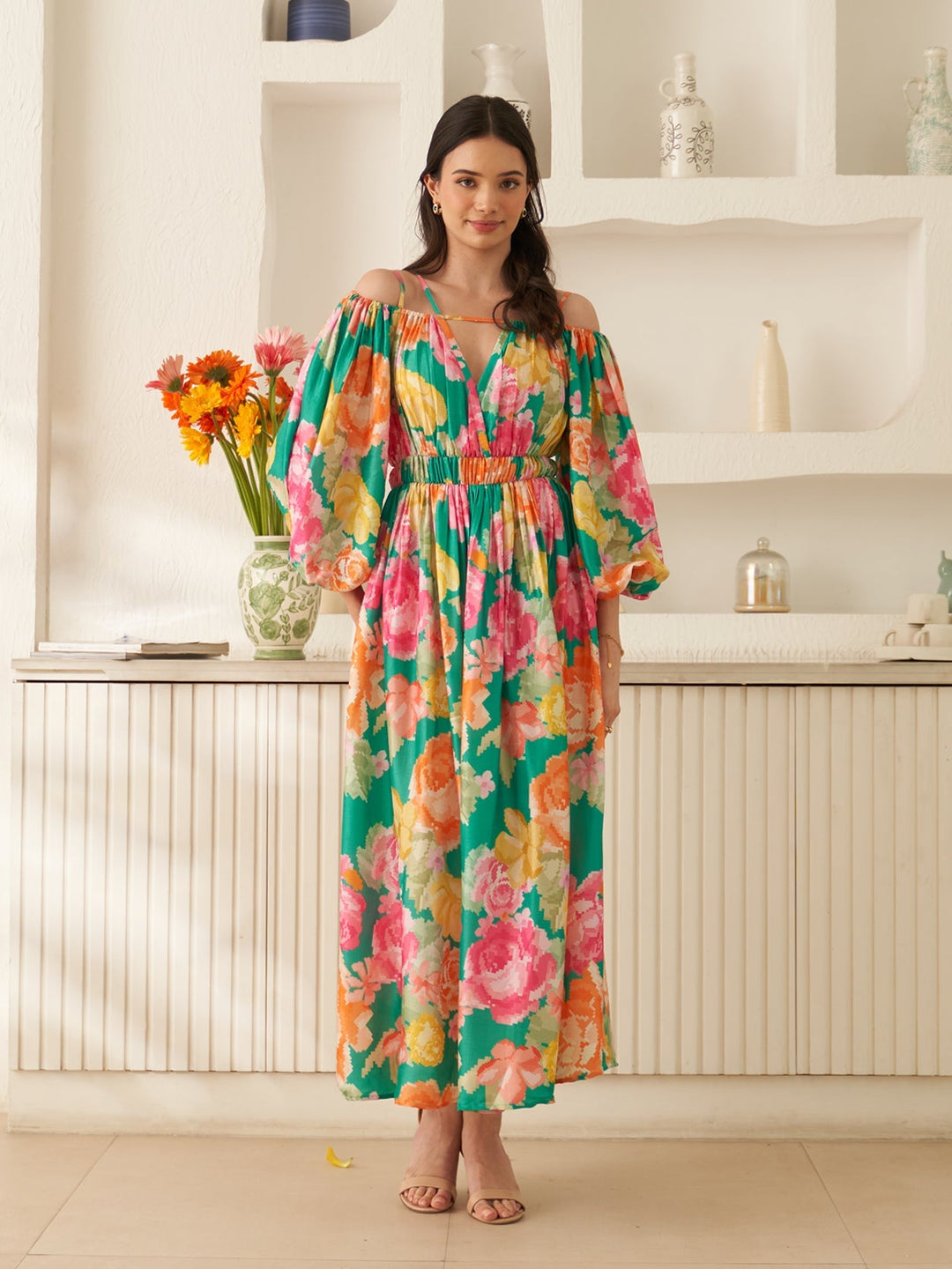 Margot Biarritz - Robe Midi Enchantée Verte